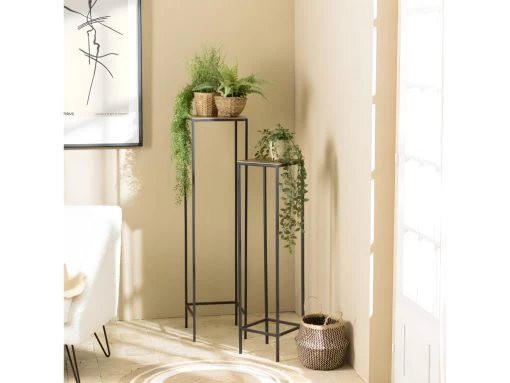 JONAS - Set De 2 Tables Gigognes Carrées Aluminium Doré Et Noir Pieds Méta -Vous savez quand c'est un magasin de meubles. table basse 14640717