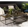 JONAS - Set De 2 Tables Gigognes Carrées Aluminium Doré - Pieds Métal Noir 2 JONAS - Set De 2 Tables Gigognes Carrées Aluminium Doré - Pieds Métal Noir -Vous savez quand c'est un magasin de meubles. table basse 14656007