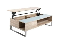 Ela - Table Basse Blanche Plateau Relevable Bois -Vous savez quand c'est un magasin de meubles. table basse 15005781