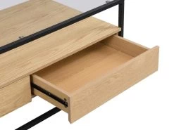 Table Basse Avec 2 Tiroirs En MDF, Verre Trempé Et Métal - Naturel Clair - CAMATA -Vous savez quand c'est un magasin de meubles. table basse 15789707