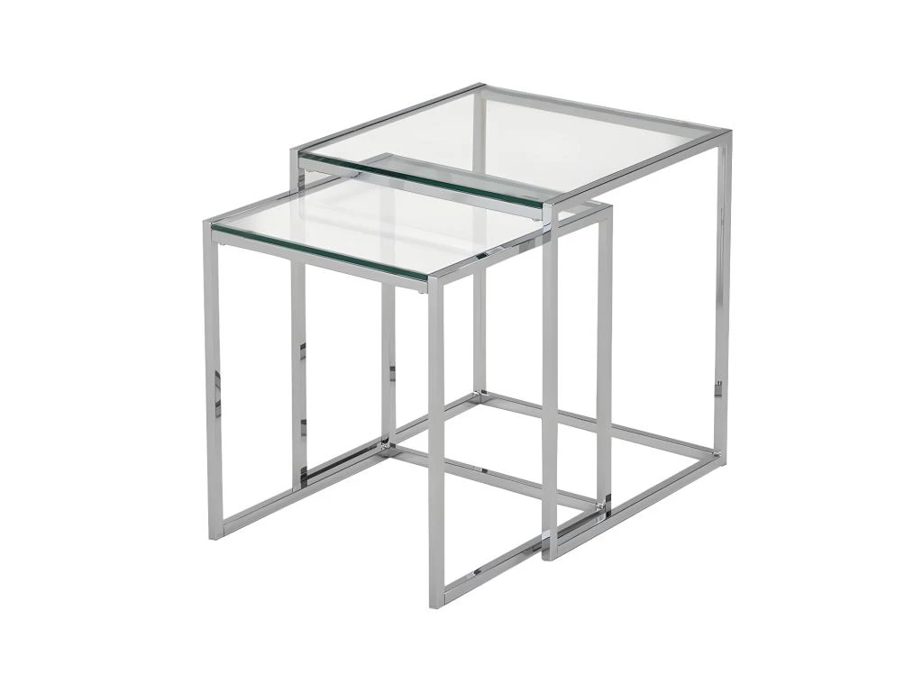 Tables Basses Gigognes ZURIA - Verre Trempé & Métal Chromé 3 Tables Basses Gigognes ZURIA - Verre Trempé & Métal Chromé