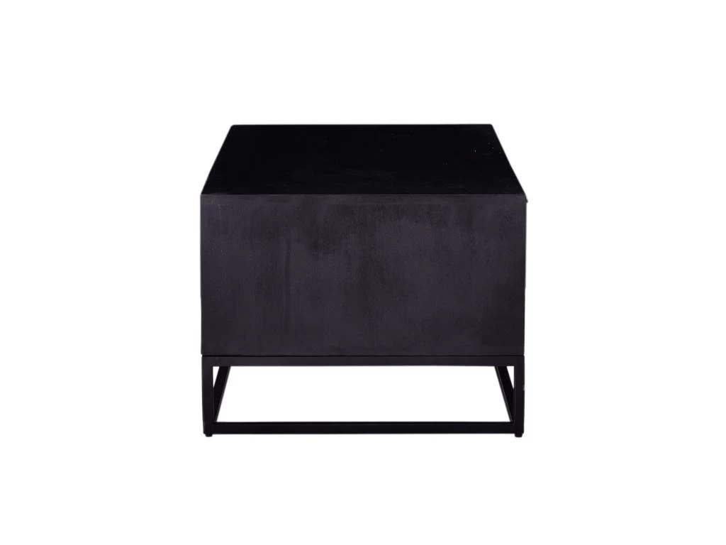Table Basse Avec 1 Tiroir Et 1 Niche En Bois D'acacia Et Métal - Naturel Foncé Et Noir - ALYONA 11 Table Basse Avec 1 Tiroir Et 1 Niche En Bois D'acacia Et Métal - Naturel Foncé Et Noir - ALYONA – Image 9