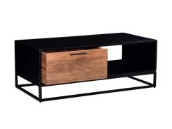 Table Basse Avec 1 Tiroir Et 1 Niche En Bois D'acacia Et Métal - Naturel Foncé Et Noir - ALYONA 20 Table Basse Avec 1 Tiroir Et 1 Niche En Bois D'acacia Et Métal - Naturel Foncé Et Noir - ALYONA -Vous savez quand c'est un magasin de meubles. table basse 16581731