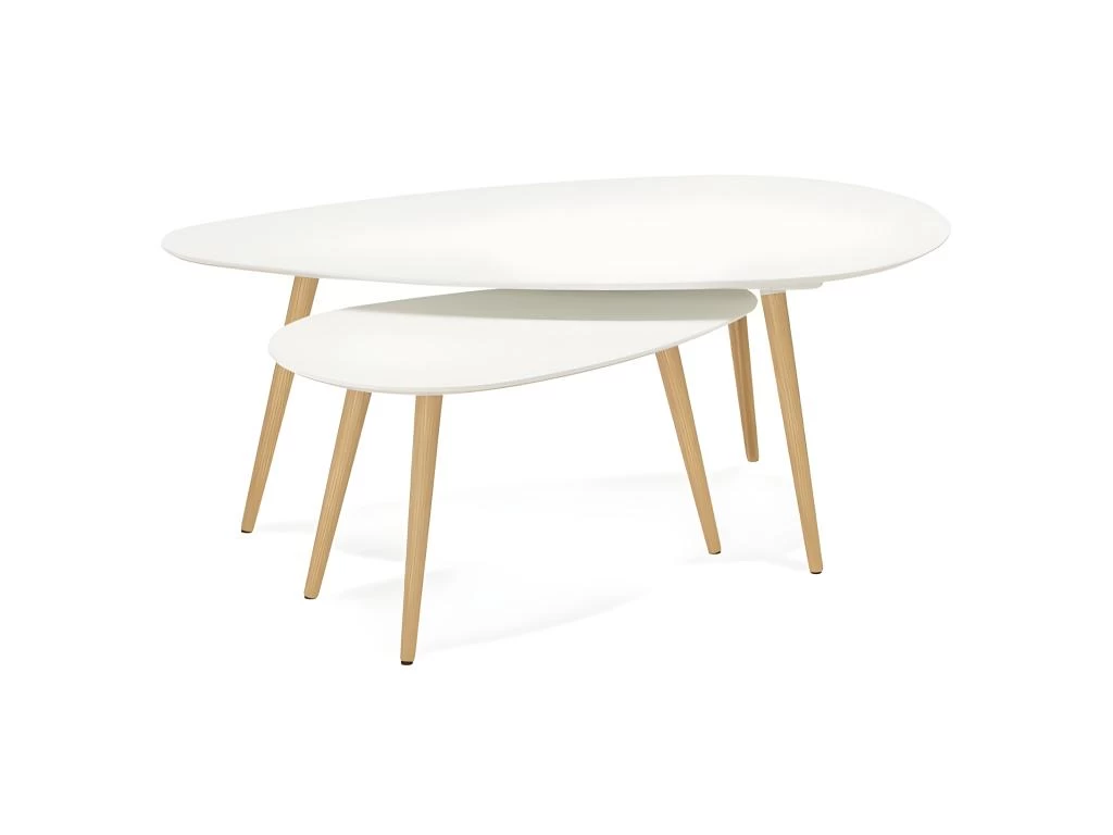 Lot De 2 Tables Gigognes "Rauma" 116cm Blanc 5 Lot De 2 Tables Gigognes "Rauma" 116cm Blanc – Image 3