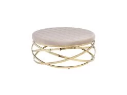 Table Basse Ronde Métal Doré/Taupe - MADIE