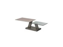 Table Basse Articulée Rectangulaire Acier/Verre/Céramique - VERRO