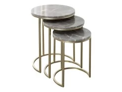 Lot De 3 Tables D'Appoint Design "Tria" 65cm Gris