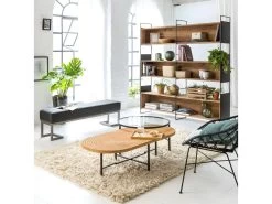 Table Basse Gigogne En Pin Et Métal Rondin