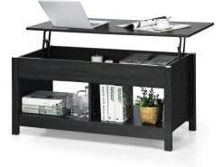Table Basse Avec Plateau Relevable Et Espace De Rangement Caché,ideal Pour Salon 109 X 47,5 X 50 Cm (noir)