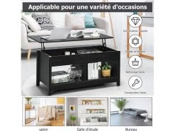 Table Basse Avec Plateau Relevable Et Espace De Rangement Caché,ideal Pour Salon 109 X 47,5 X 50 Cm (noir) 9 Table Basse Avec Plateau Relevable Et Espace De Rangement Caché,ideal Pour Salon 109 X 47,5 X 50 Cm (noir) -Vous savez quand c'est un magasin de meubles. table basse 18802827
