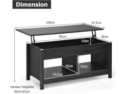 Table Basse Avec Plateau Relevable Et Espace De Rangement Caché,ideal Pour Salon 109 X 47,5 X 50 Cm (noir) 11 Table Basse Avec Plateau Relevable Et Espace De Rangement Caché,ideal Pour Salon 109 X 47,5 X 50 Cm (noir) -Vous savez quand c'est un magasin de meubles. table basse 18802831