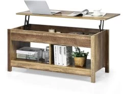 Table Basse Avec Plateau Relevable Et Espace De Rangement Caché, Ideal Pour Salon 109 X 47,5 X 50 Cm