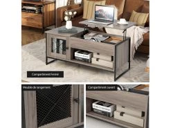 Table Basse Relevable Avec 1 Compartiment Ouvert Et Placard à 2 Portes,104x52,5x44,5cm -Vous savez quand c'est un magasin de meubles. table basse 18802857