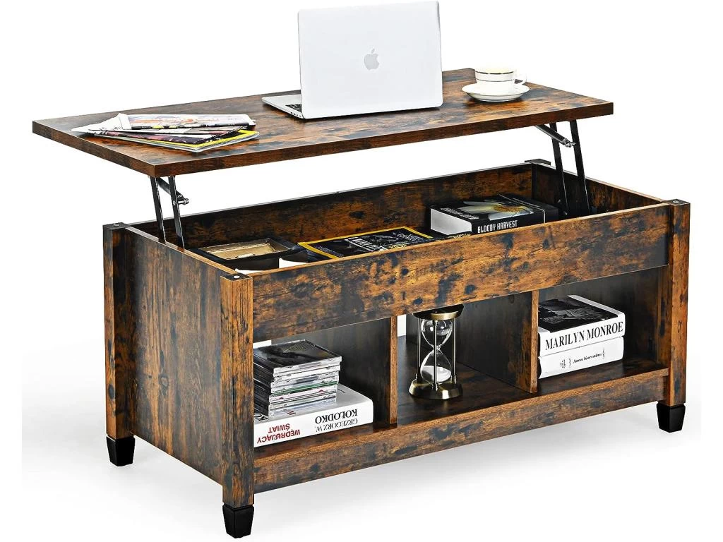 Table Basse Avec Plateau Relevable,3 Compartiments Ouverts Pour Rangement Meuble Polyvalents 3 Table Basse Avec Plateau Relevable,3 Compartiments Ouverts Pour Rangement Meuble Polyvalents