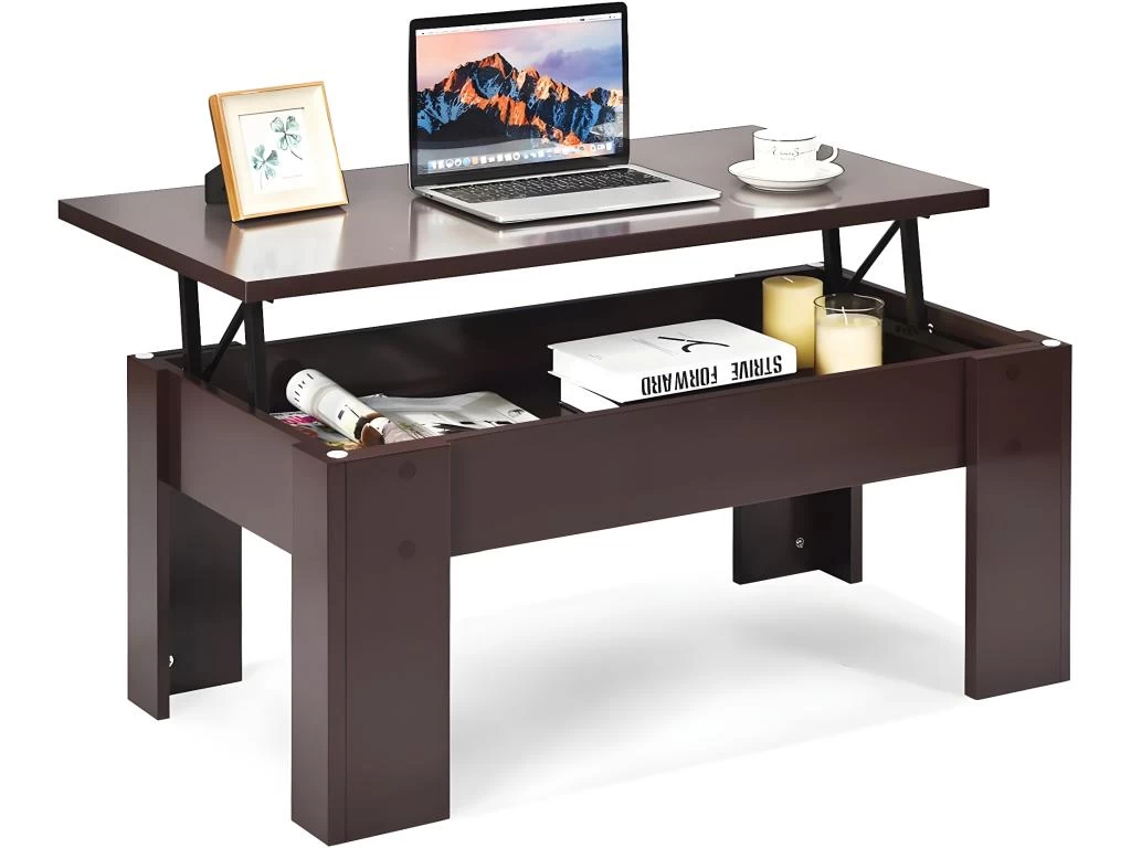 Table Basse Avec Compartiment De Rangement Caché, Table D’appoint 98 X 50 X 42-55 Cm 3 Table Basse Avec Compartiment De Rangement Caché, Table D’appoint 98 X 50 X 42-55 Cm