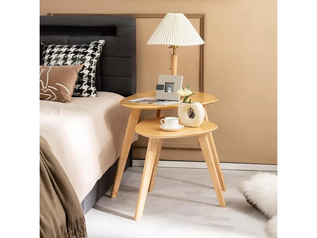 Lot De 2 Tables Basses Gigognes En Bois Avec Coussinets Antidérapants Combinaison Libre 4 Lot De 2 Tables Basses Gigognes En Bois Avec Coussinets Antidérapants Combinaison Libre – Image 2