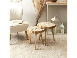 FREJ - Duo De Tables Gigognes Plateau Rondins De Bois -Vous savez quand c'est un magasin de meubles. table basse 19126611