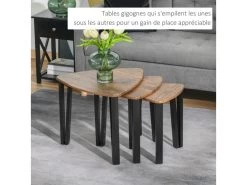 Lot De 3 Tables Basses Gigogne MOWGLI Bois De Noyer -Vous savez quand c'est un magasin de meubles. table basse 19185995