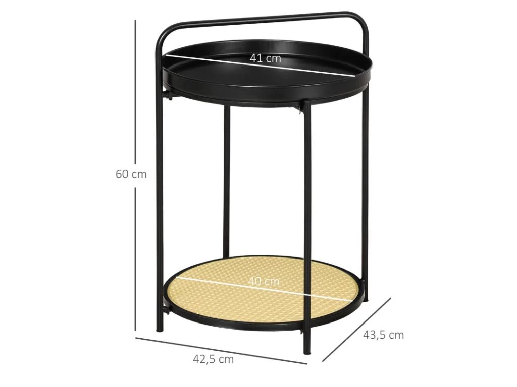 Table Bout De Canapé FIRMIN Noir Et Cannage 5 Table Bout De Canapé FIRMIN Noir Et Cannage – Image 3