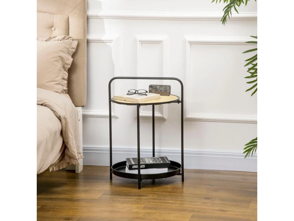 Table Bout De Canapé FIRMIN Noir Et Cannage 6 Table Bout De Canapé FIRMIN Noir Et Cannage – Image 4