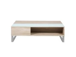 Table Basse - 110x60 Cm - Relevable Avec élément En Verre Trempé - Chêne Sonoma - KOSTRENA -Vous savez quand c'est un magasin de meubles. table basse 19447753