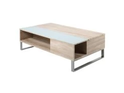 Table Basse - 110x60 Cm - Relevable Avec élément En Verre Trempé - Chêne Sonoma - KOSTRENA -Vous savez quand c'est un magasin de meubles. table basse 19447755