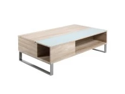 Table Basse - 110x60 Cm - Relevable Avec élément En Verre Trempé - Chêne Sonoma - KOSTRENA -Vous savez quand c'est un magasin de meubles. table basse 19447759