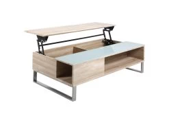 Table Basse - 110x60 Cm - Relevable Avec élément En Verre Trempé - Chêne Sonoma - KOSTRENA -Vous savez quand c'est un magasin de meubles. table basse 19447761