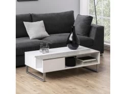 Table Basse - 110x60 Cm - Relevable - Blanc / Béton - KOSTRENA