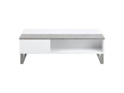 Table Basse - 110x60 Cm - Relevable - Blanc / Béton - KOSTRENA 13 Table Basse - 110x60 Cm - Relevable - Blanc / Béton - KOSTRENA -Vous savez quand c'est un magasin de meubles. table basse 19447767