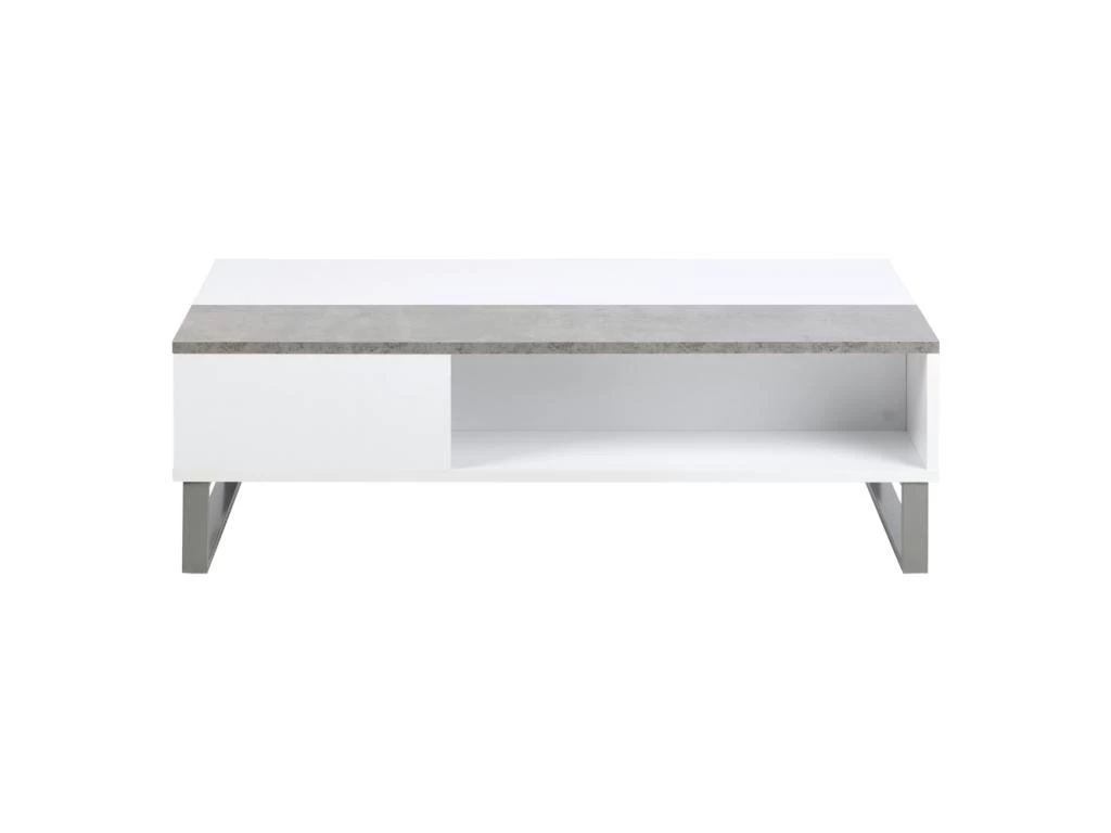 Table Basse - 110x60 Cm - Relevable - Blanc / Béton - KOSTRENA 5 Table Basse - 110x60 Cm - Relevable - Blanc / Béton - KOSTRENA – Image 3