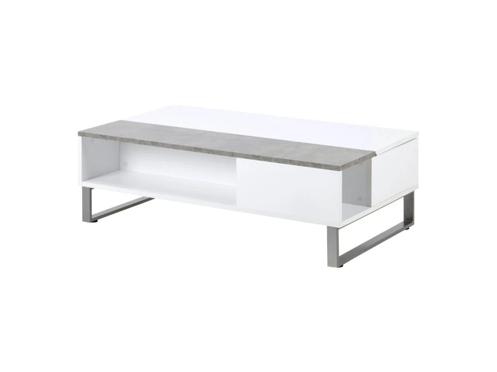 Table Basse - 110x60 Cm - Relevable - Blanc / Béton - KOSTRENA 6 Table Basse - 110x60 Cm - Relevable - Blanc / Béton - KOSTRENA – Image 4