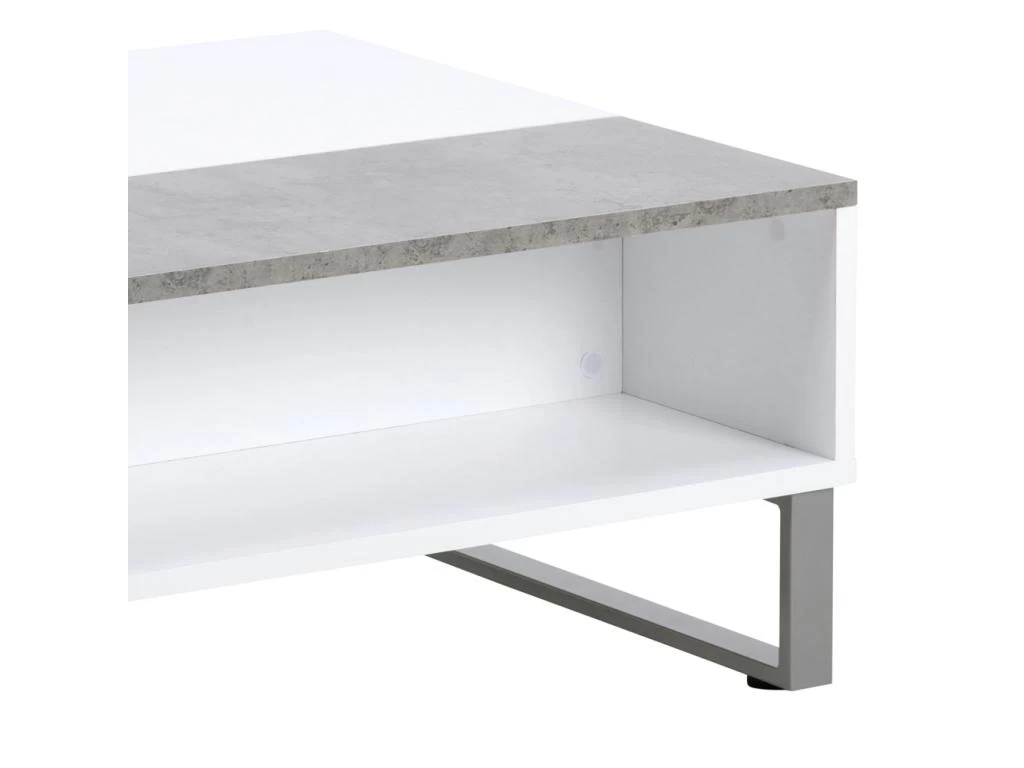 Table Basse - 110x60 Cm - Relevable - Blanc / Béton - KOSTRENA 7 Table Basse - 110x60 Cm - Relevable - Blanc / Béton - KOSTRENA – Image 5