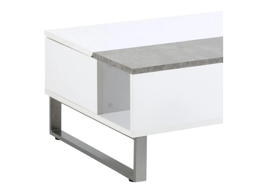 Table Basse - 110x60 Cm - Relevable - Blanc / Béton - KOSTRENA 8 Table Basse - 110x60 Cm - Relevable - Blanc / Béton - KOSTRENA – Image 6
