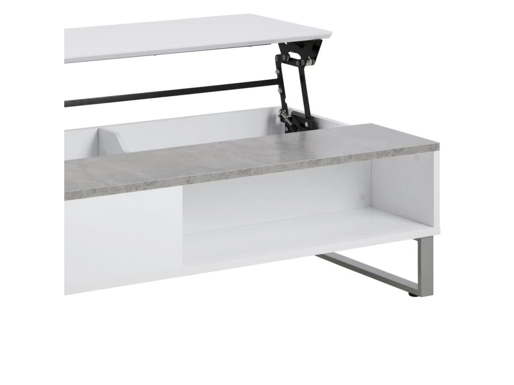 Table Basse - 110x60 Cm - Relevable - Blanc / Béton - KOSTRENA 10 Table Basse - 110x60 Cm - Relevable - Blanc / Béton - KOSTRENA – Image 8