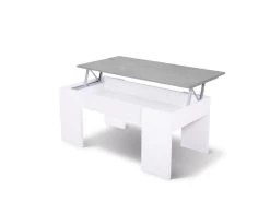 Table Basse Relevable Blanc/Béton Ciré Clair - OXNARD - L 100 X L 50 X H 45 Cm -Vous savez quand c'est un magasin de meubles. table basse 19724471