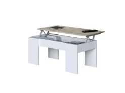 Table Basse Relevable Blanc/Chêne - ARTICA - L 100 X L 50 X H 45/56 Cm -Vous savez quand c'est un magasin de meubles. table basse 19724485