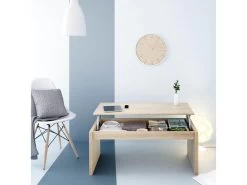 Table Basse Relevable Chêne - CELESTE - L 102 X L 50 X H 43 Cm