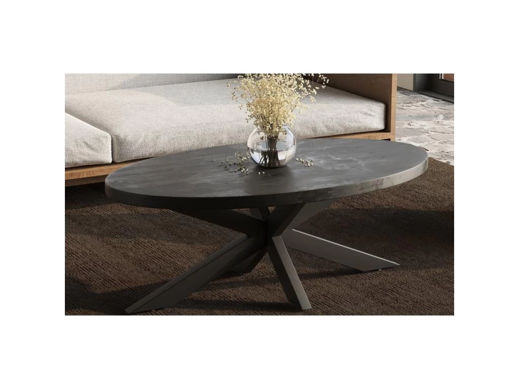 Table Basse Ovale Collection MADEIRO Noir. 3 Table Basse Ovale Collection MADEIRO Noir.