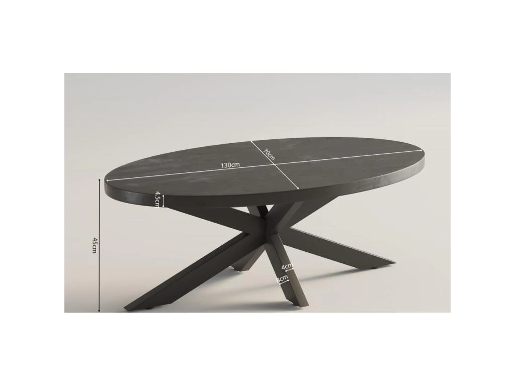 Table Basse Ovale Collection MADEIRO Noir. 5 Table Basse Ovale Collection MADEIRO Noir. – Image 3