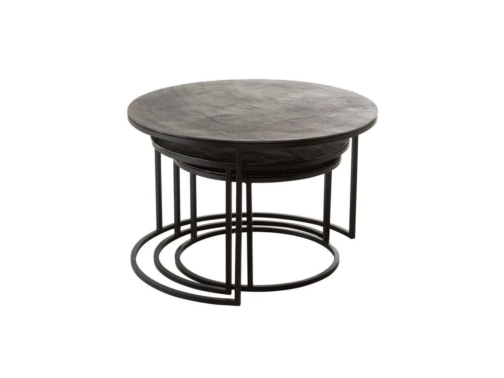 Tables Gigognes Rondes Métal Noir - ZANDVORT 5 Tables Gigognes Rondes Métal Noir - ZANDVORT – Image 3