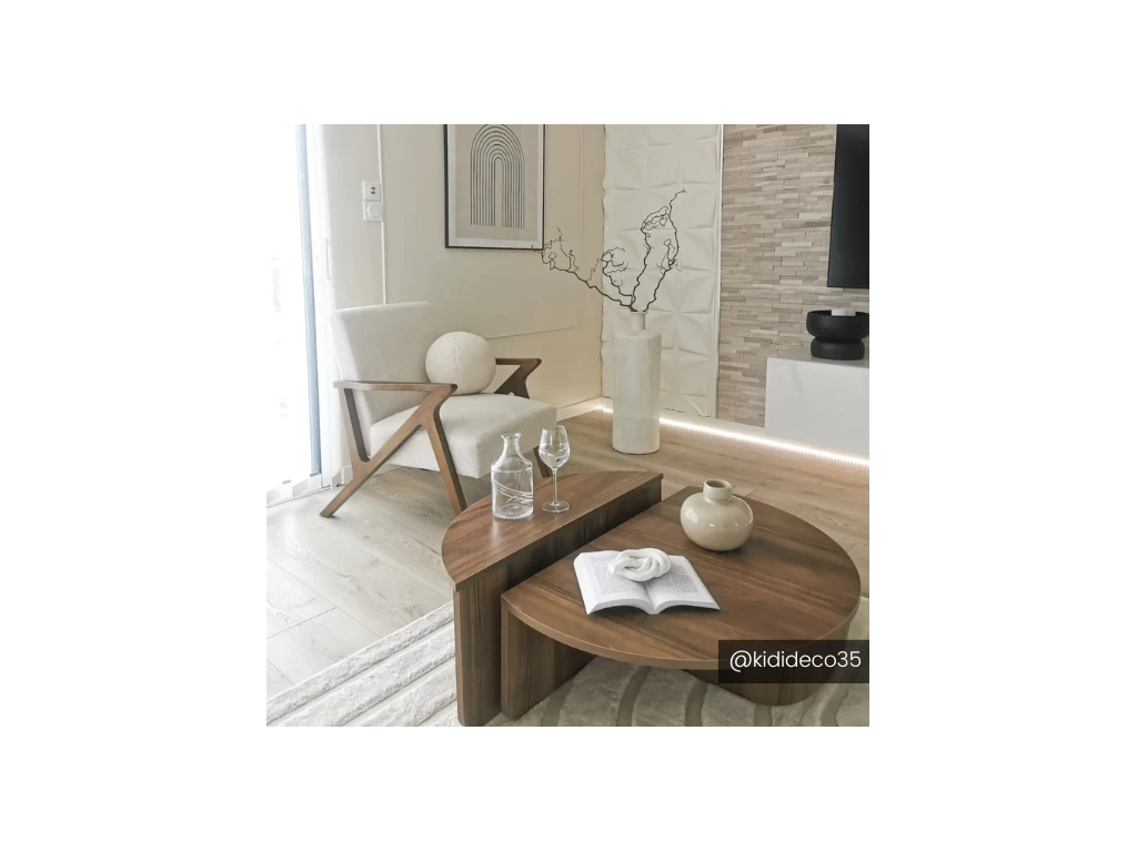 Lot De 2 Tables Basses - Coloris : Naturel - ALOEVA 12 Lot De 2 Tables Basses - Coloris : Naturel - ALOEVA – Image 10