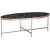 Table Basse Aspect Marbre Noir Table De Salon Ovale 110 X 56 Cm Cuivre