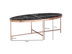 Table Basse Aspect Marbre Noir Table De Salon Ovale 110 X 56 Cm Cuivre -Vous savez quand c'est un magasin de meubles. table basse 20908021