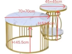 Lot De 2 Tables Gigognes Rondes - Effet Marbre - Structure En Métal - Style Scandinave - Blanc -Vous savez quand c'est un magasin de meubles. table basse 21134537