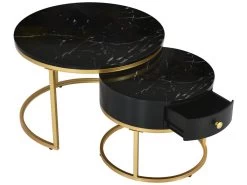 Table Basse Gigogne Avec Tiroir - Motif Marbre - Aspect Brillant - Noir 9 Table Basse Gigogne Avec Tiroir - Motif Marbre - Aspect Brillant - Noir -Vous savez quand c'est un magasin de meubles. table basse 21134551