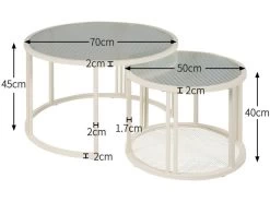 Lot De 2 Tables Gigognes - Plateau En Verre Ondulé à L'eau - Finition Blanc Laiteux -blanc -Vous savez quand c'est un magasin de meubles. table basse 21134687