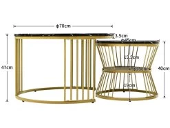 Lot De 2 Tables Gigognes - Bois Marbré Et Pieds En Métal - Noir 11 Lot De 2 Tables Gigognes - Bois Marbré Et Pieds En Métal - Noir -Vous savez quand c'est un magasin de meubles. table basse 21134759