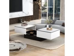 Table Basse Extensible Avec Coffre De Rangement - Table Coulissante - Blanc
