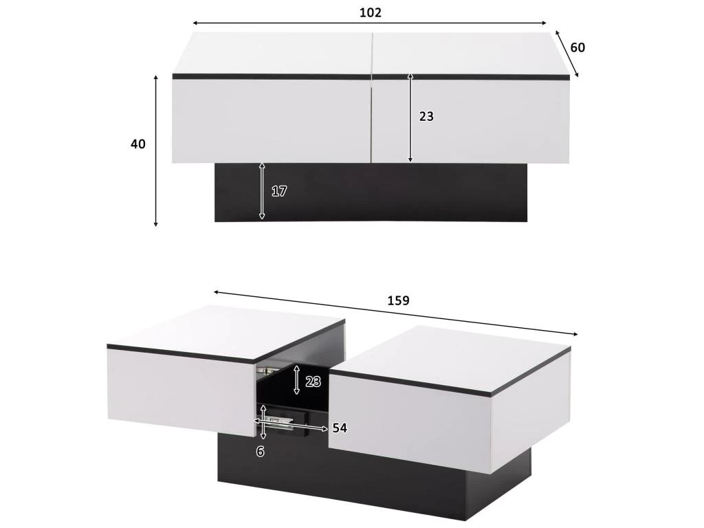 Table Basse Extensible Avec Coffre De Rangement - Table Coulissante - Blanc 7 Table Basse Extensible Avec Coffre De Rangement - Table Coulissante - Blanc – Image 5